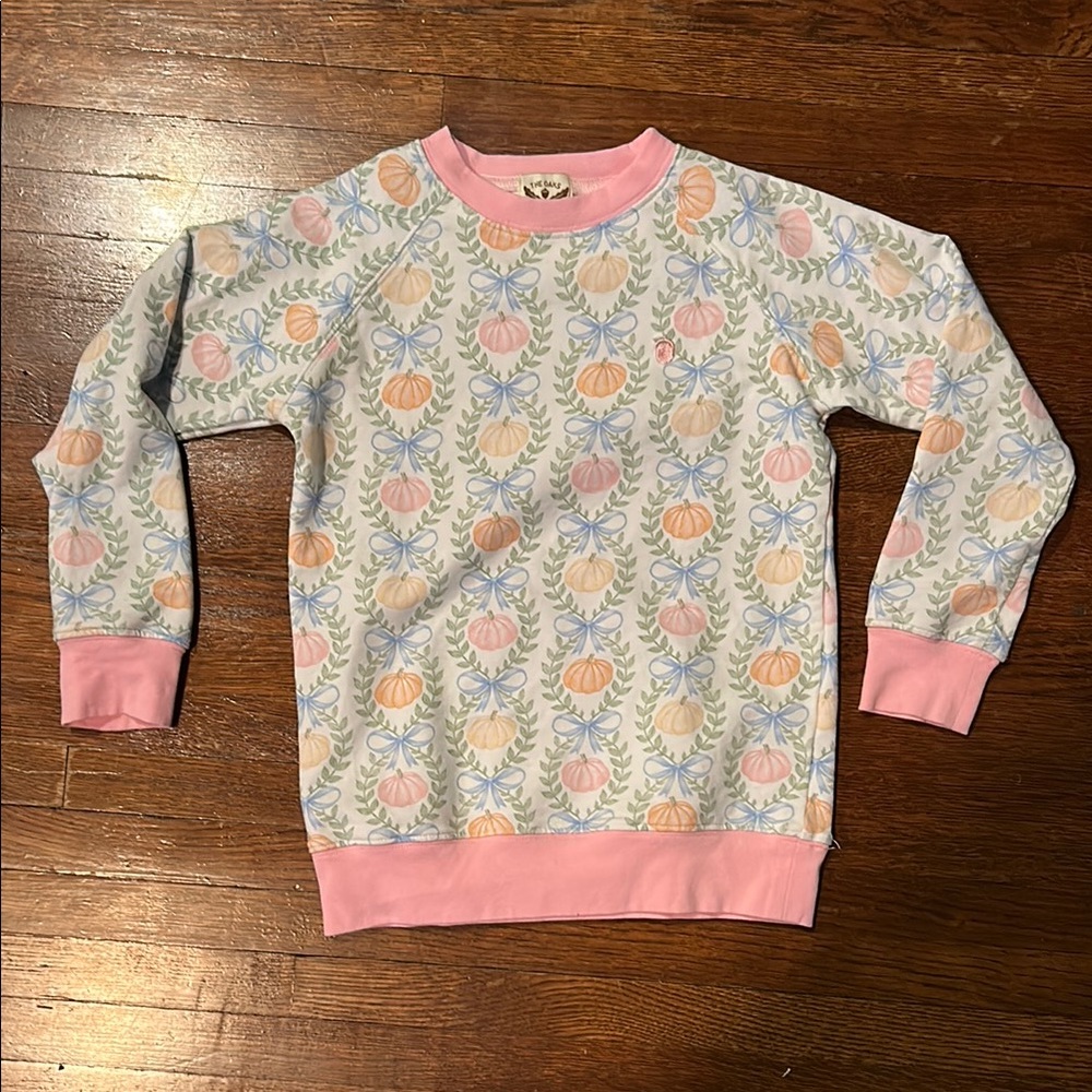 Pumpkin Patterned Sweatshirt with Pink Accents